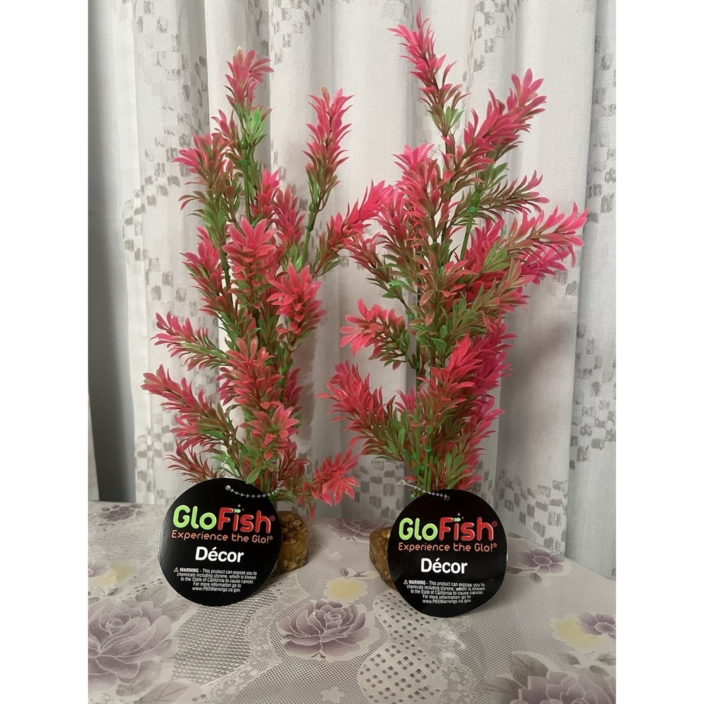x2-GLOFISH Experience The Glo!‎ Decor Cycle Plant Green/Pink LARGE New